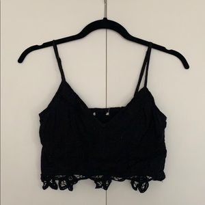 Black crochet crop top
